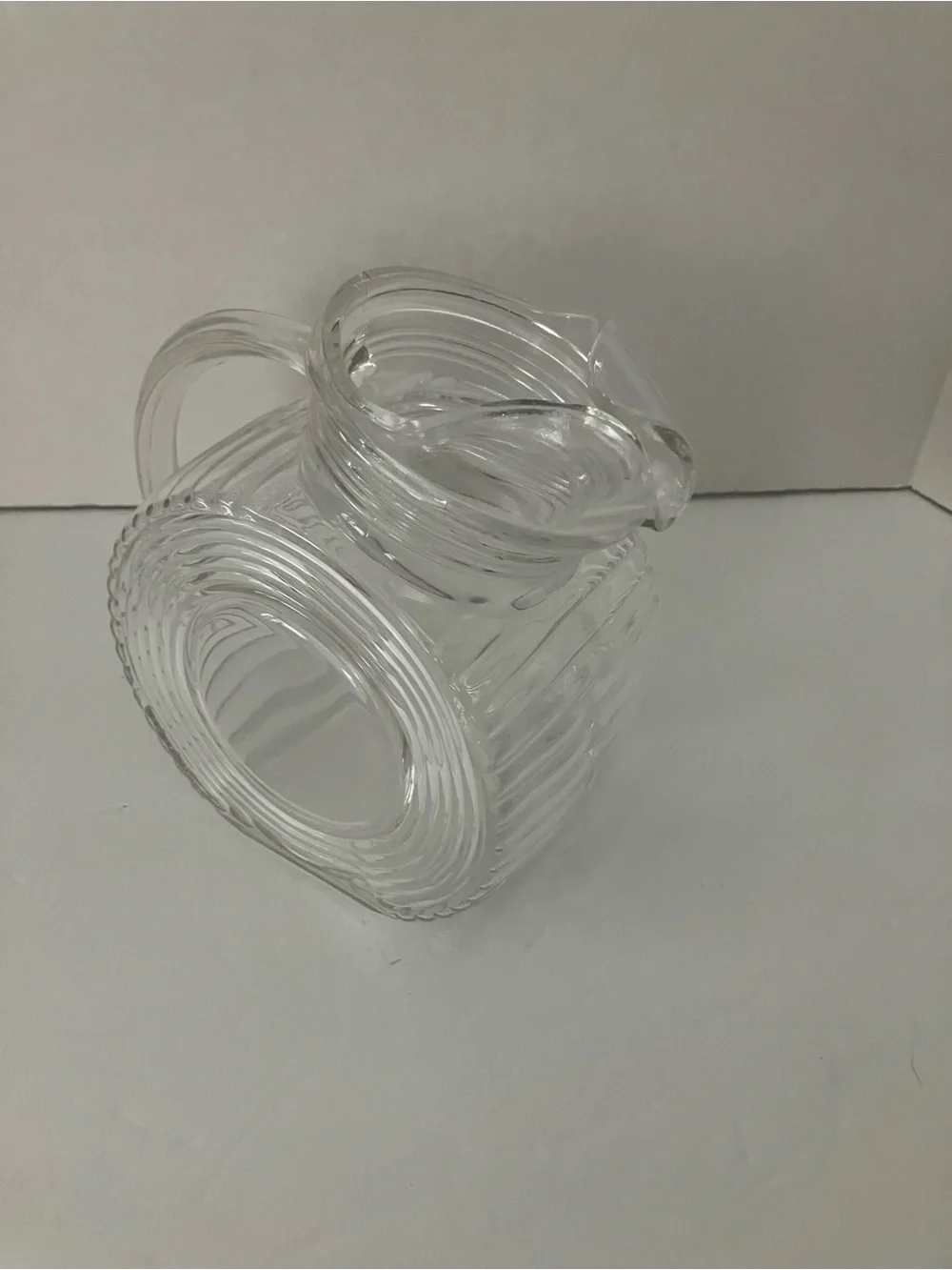 Vintage Federal Glass “Big Ben” Clear Ribbed Glass Pitcher